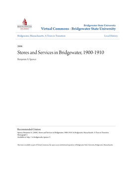 Stores and Services in Bridgewater, 1900-1910 Benjamin A
