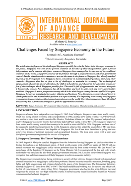Challenges Faced by Singapore Economy in the Future