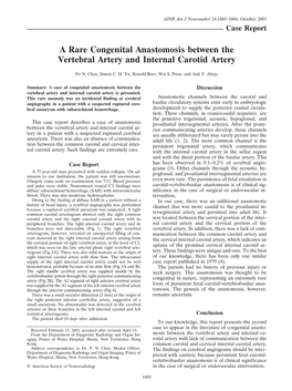 A Rare Congenital Anastomosis Between the Vertebral Artery and Internal Carotid Artery