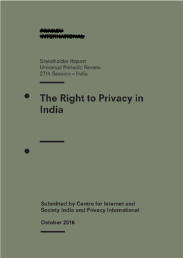 The Right to Privacy in India