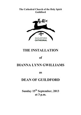 The Installation Dianna Lynn Gwilliams Dean of Guildford