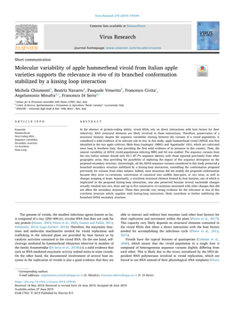 Molecular Variability of Apple Hammerhead Viroid from Italian
