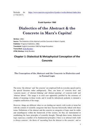 Dialectics of the Abstract & the Concrete in Marx's Capital