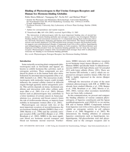 Binding of Phytoestrogens to Rat Uterine Estrogen Receptors And