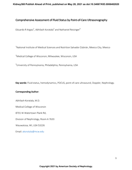 Comprehensive Assessment of Fluid Status by Point-Of-Care Ultrasonography