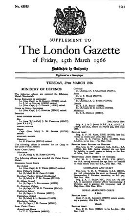 The London Gazette of Friday, 25Th March 1966