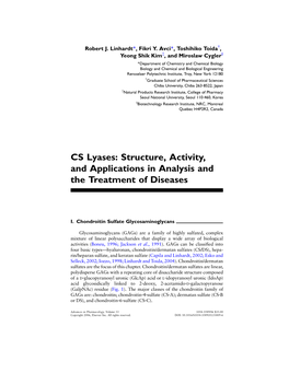 CS Lyases: Structure, Activity, and Applications in Analysis and the Treatment of Diseases