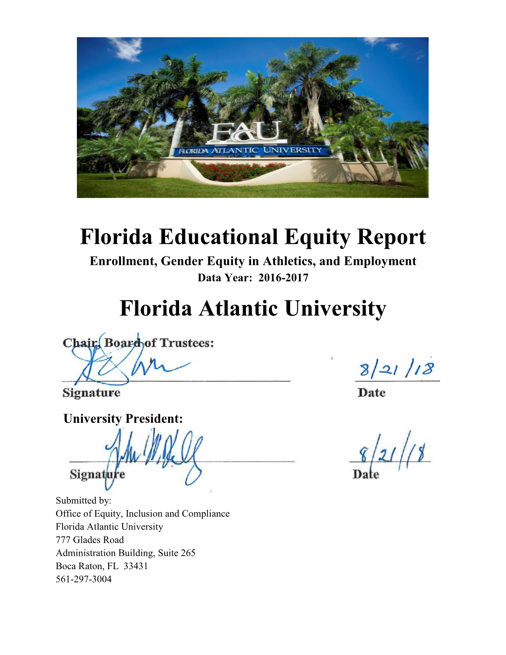 Florida Educational Equity Report Florida Atlantic University