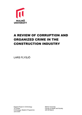 A Review of Corruption and Organized Crime in the Construction Industry