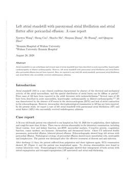 Left Atrial Standstill with Paroxysmal Atrial Fibrillation And