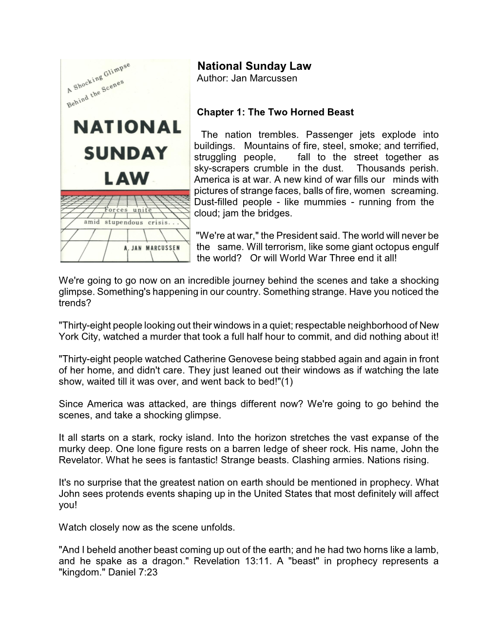 National Sunday Law Author: Jan Marcussen