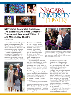 NU Theatre Celebrates Opening of the Elizabeth Ann Clune Center for Theatre and Renovated William P. and Marie Leary Theatre by Ann Heuer, ’78