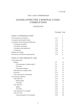 Legislating the Criminal Code: Corruption