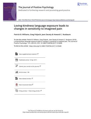 Loving-Kindness Language Exposure Leads to Changes in Sensitivity to Imagined Pain