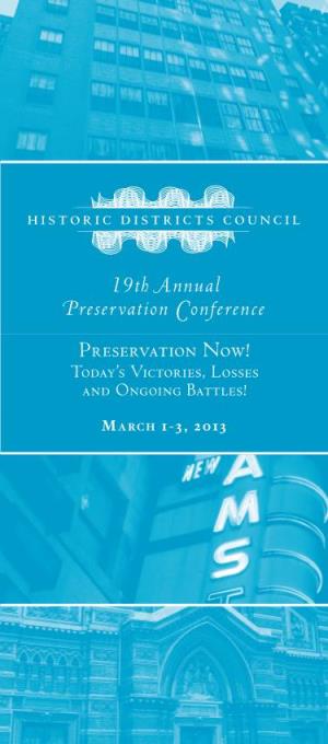 19Th Annual Preservation Conference