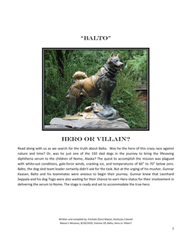 “Balto” Hero OR VILLAIN?