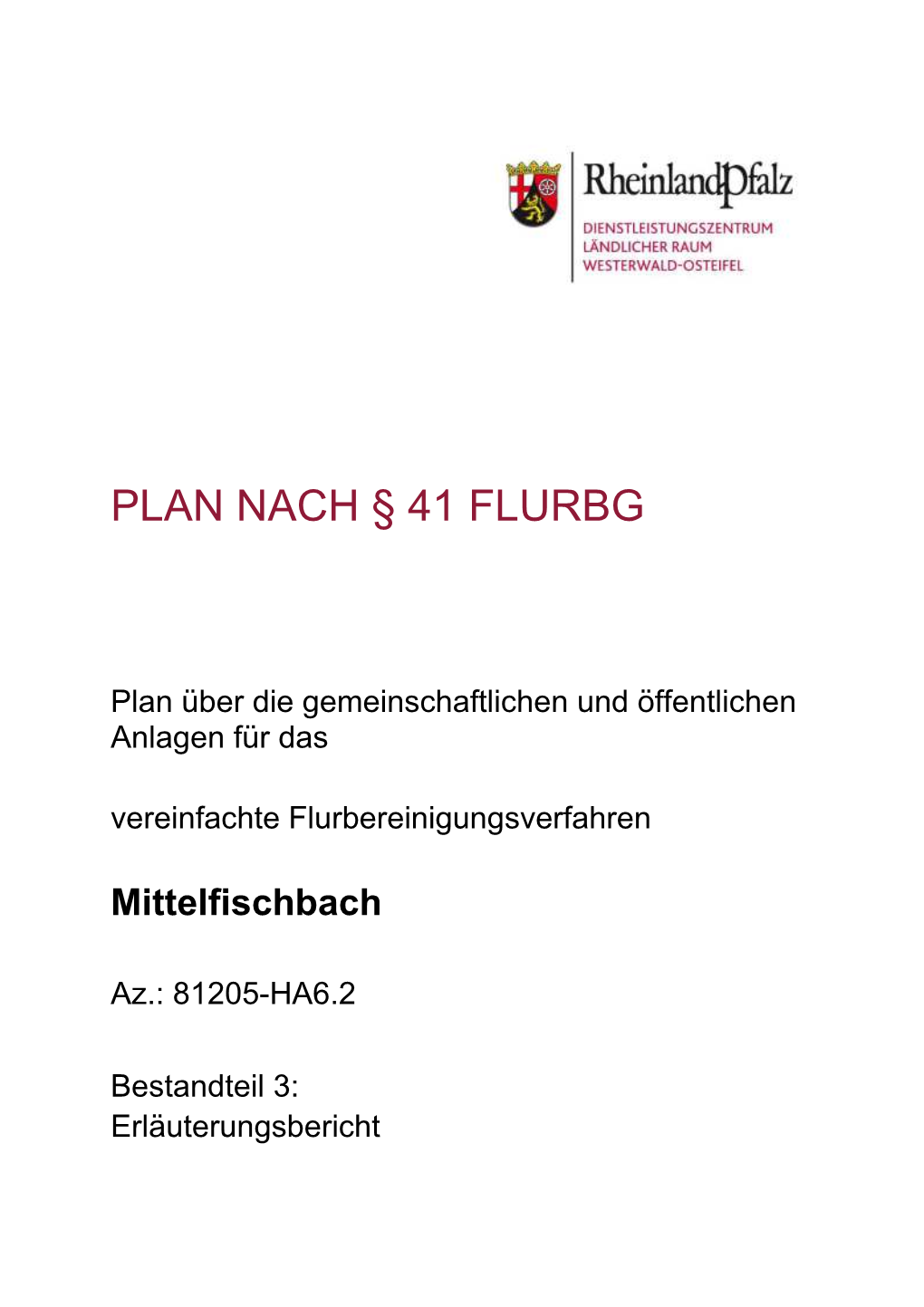 Plan Nach § 41 Flurbg