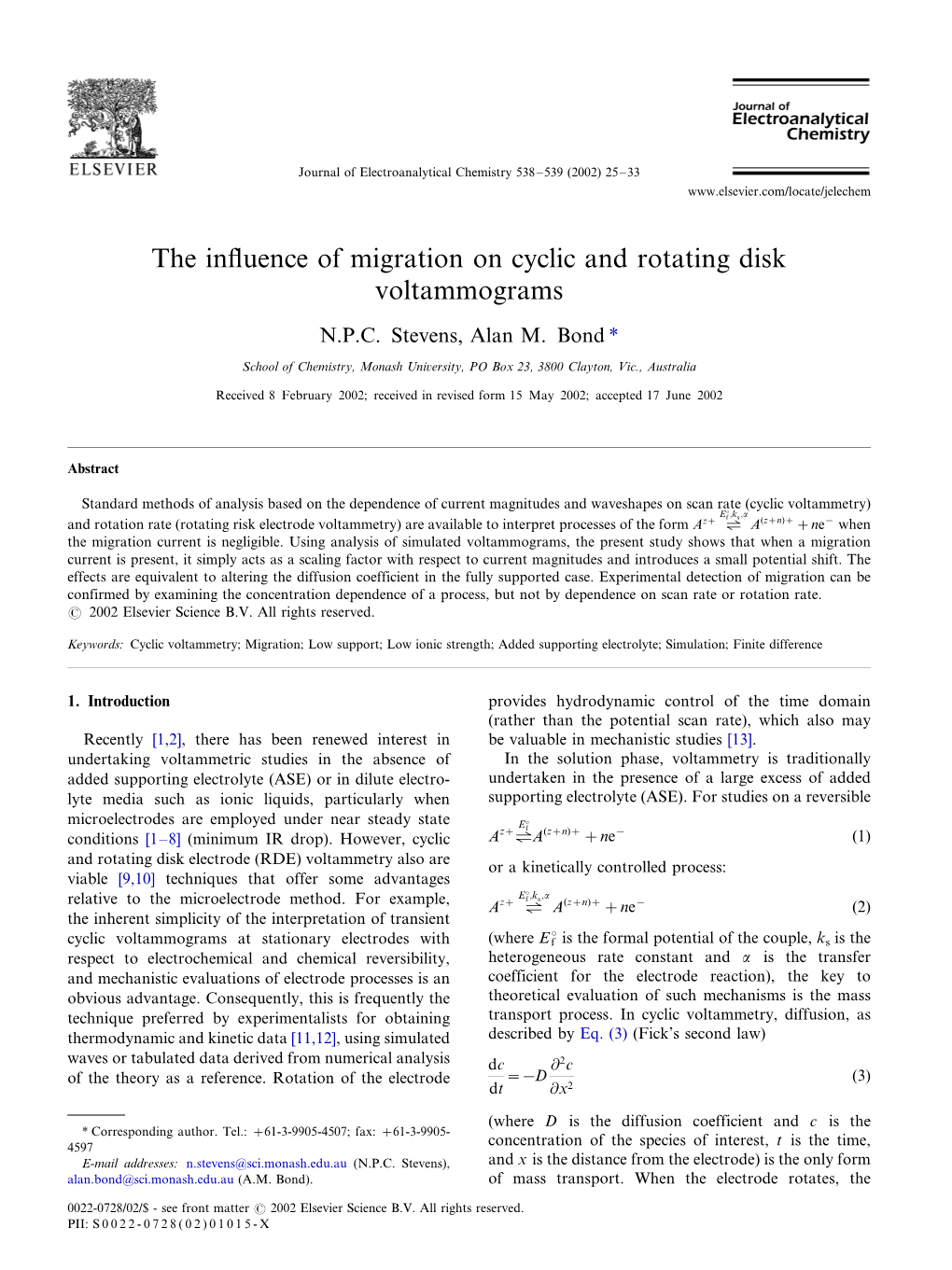 The Influence of Migration on Cyclic and Rotating Disk Voltammograms
