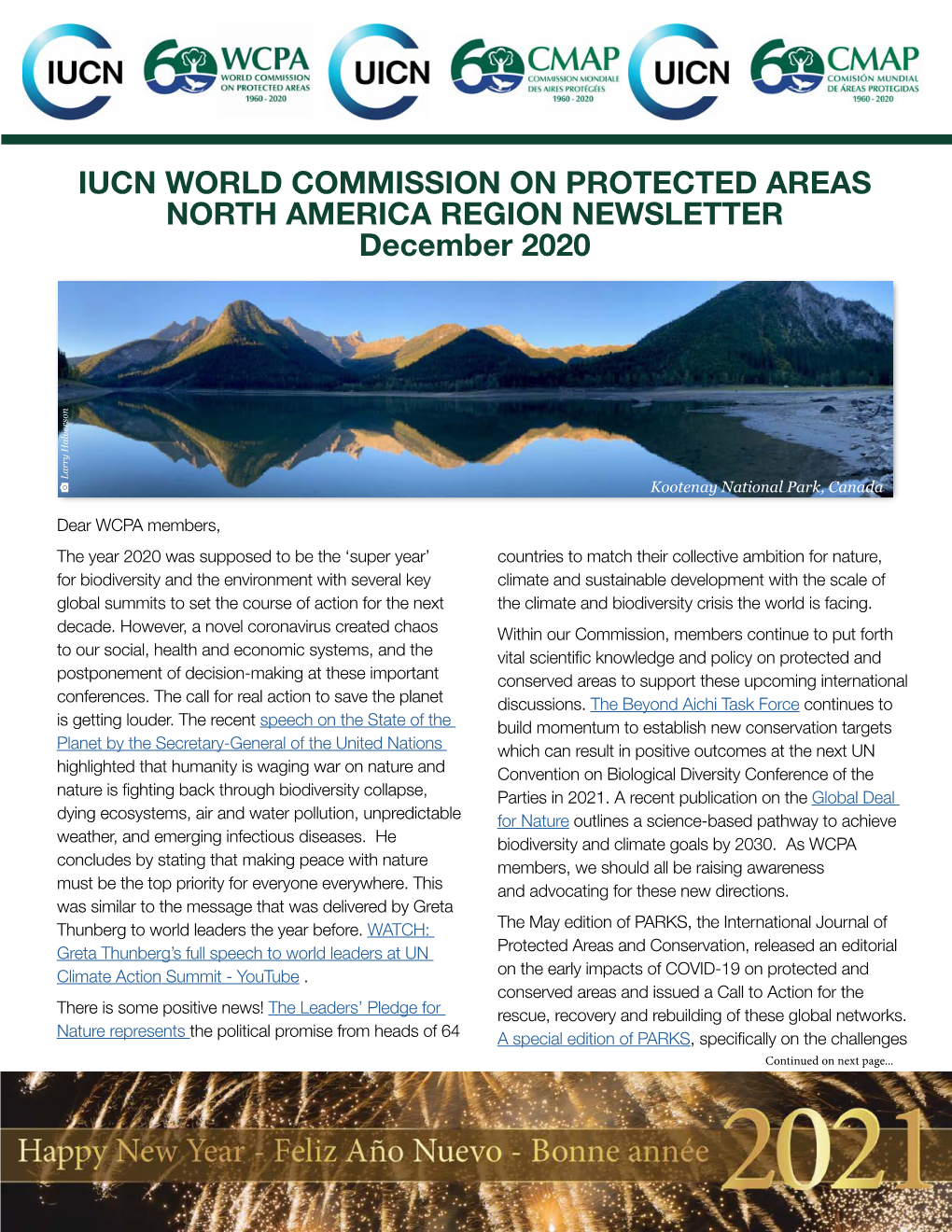IUCN WORLD COMMISSION on PROTECTED AREAS NORTH AMERICA REGION NEWSLETTER December 2020