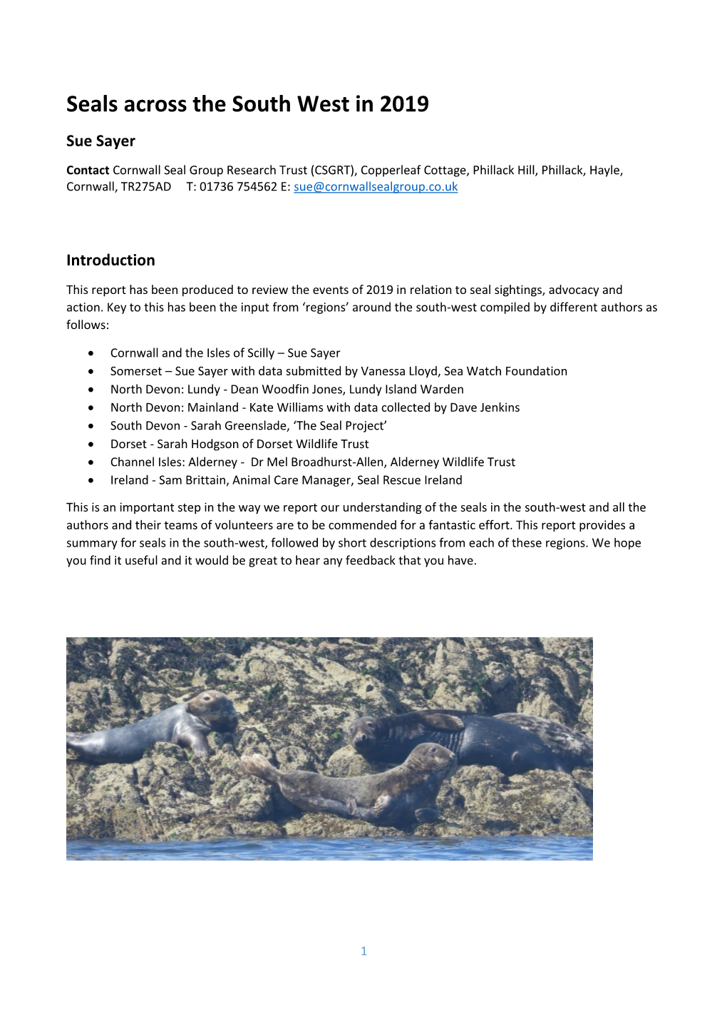 Seals Across the South West in 2019 Sue Sayer