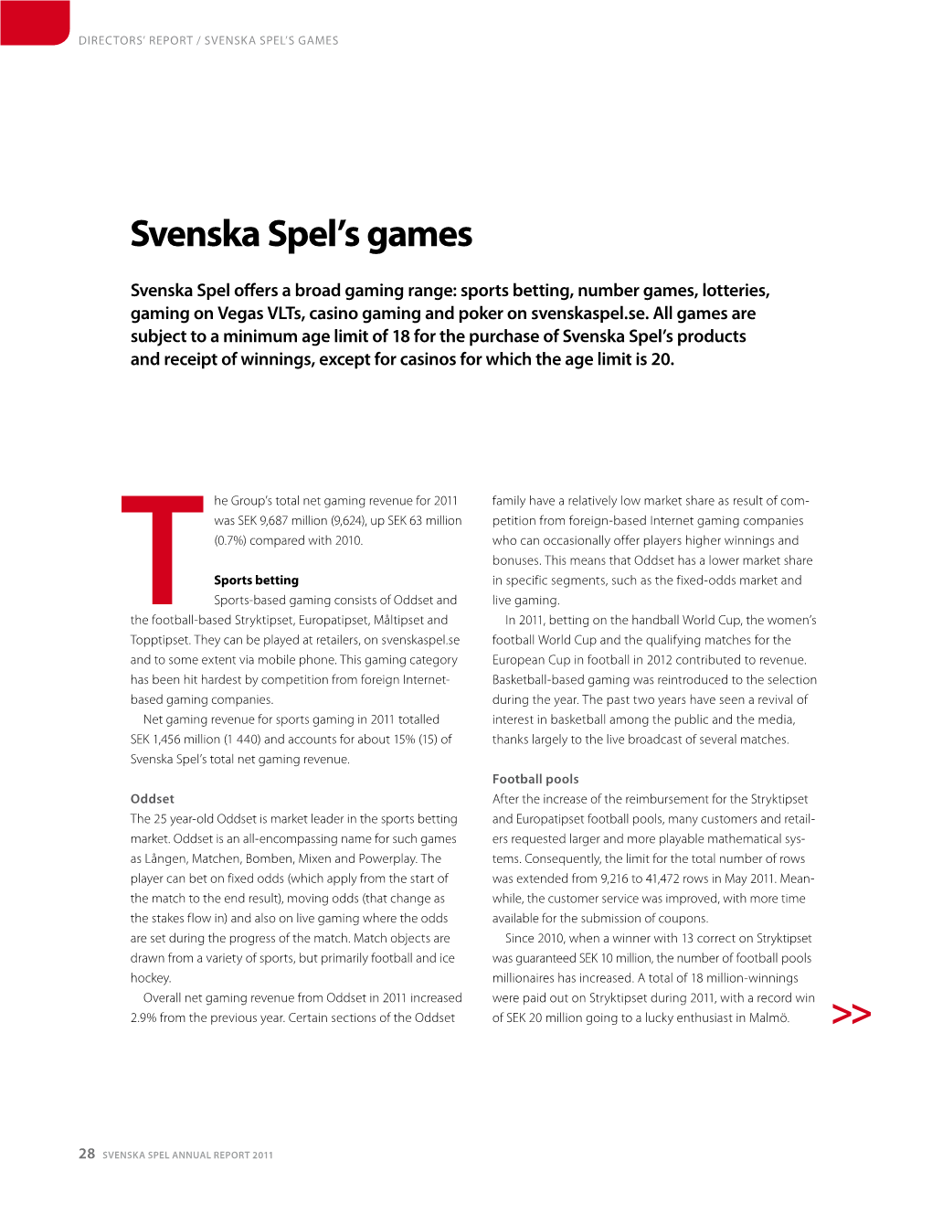 Svenska Spel's Games >>