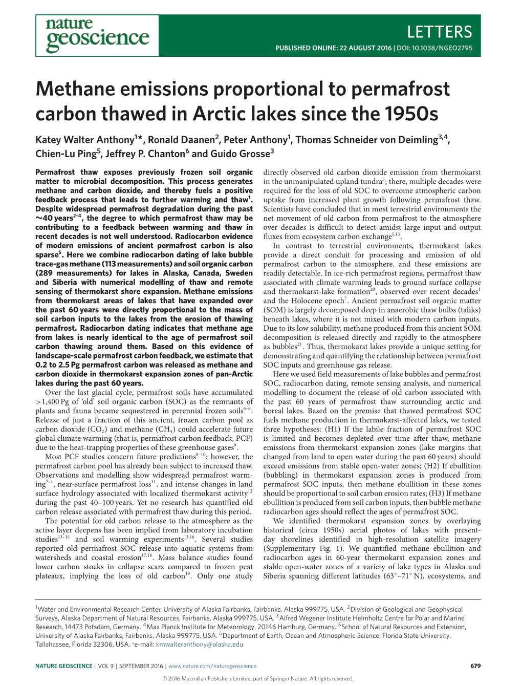 Methane Emissions Proportional to Permafrost Carbon Thawed in Arctic