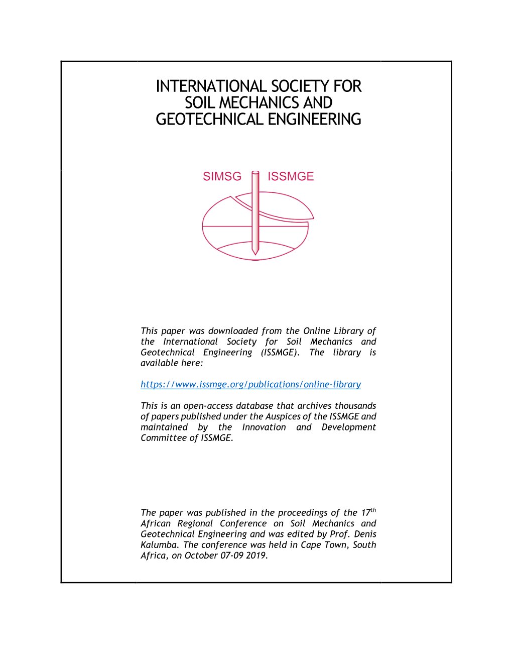 Downloaded from the Online Library of the International Society for Soil Mechanics and Geotechnical Engineering (ISSMGE)