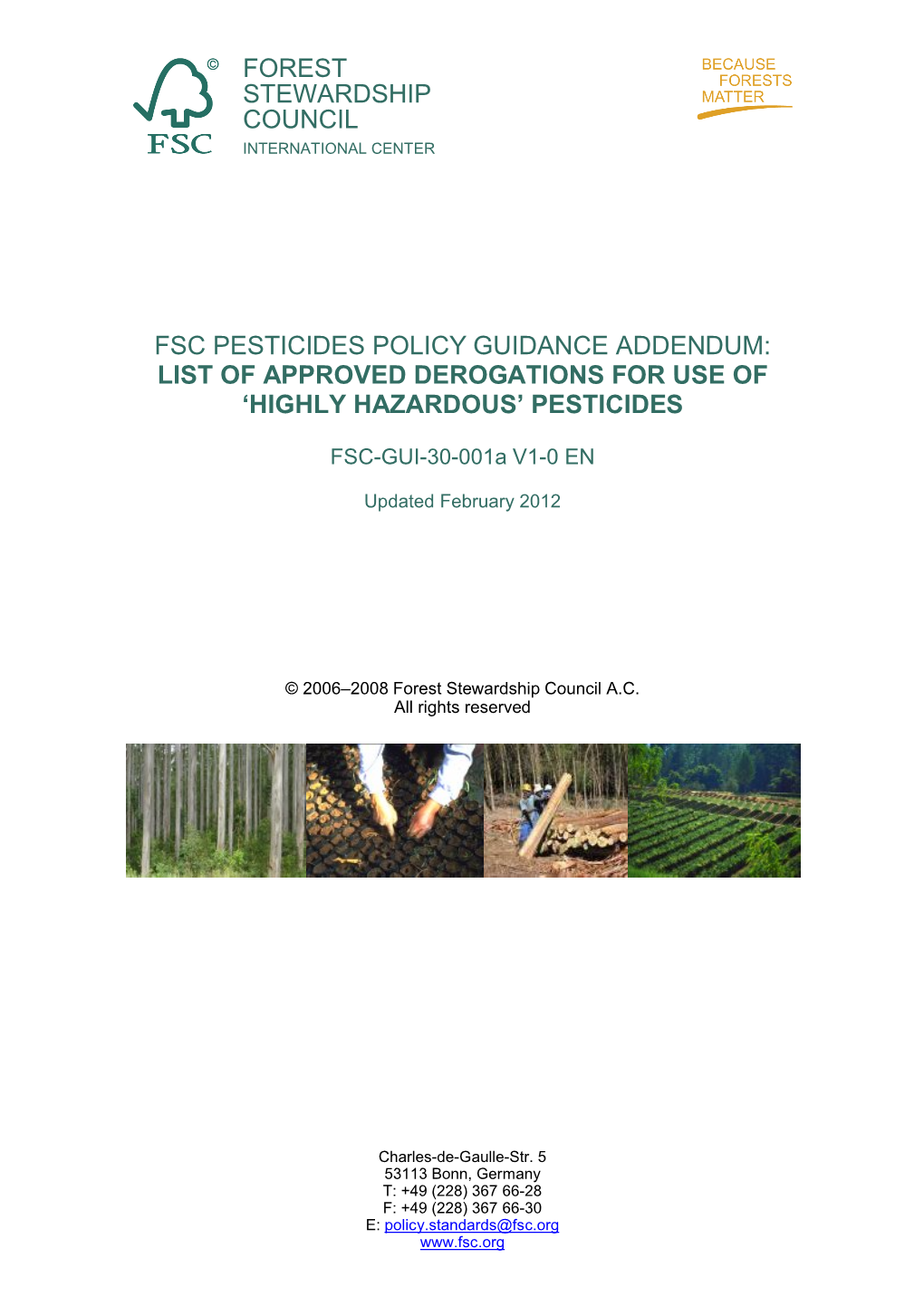 Forest Stewardship Council Fsc Pesticides Policy
