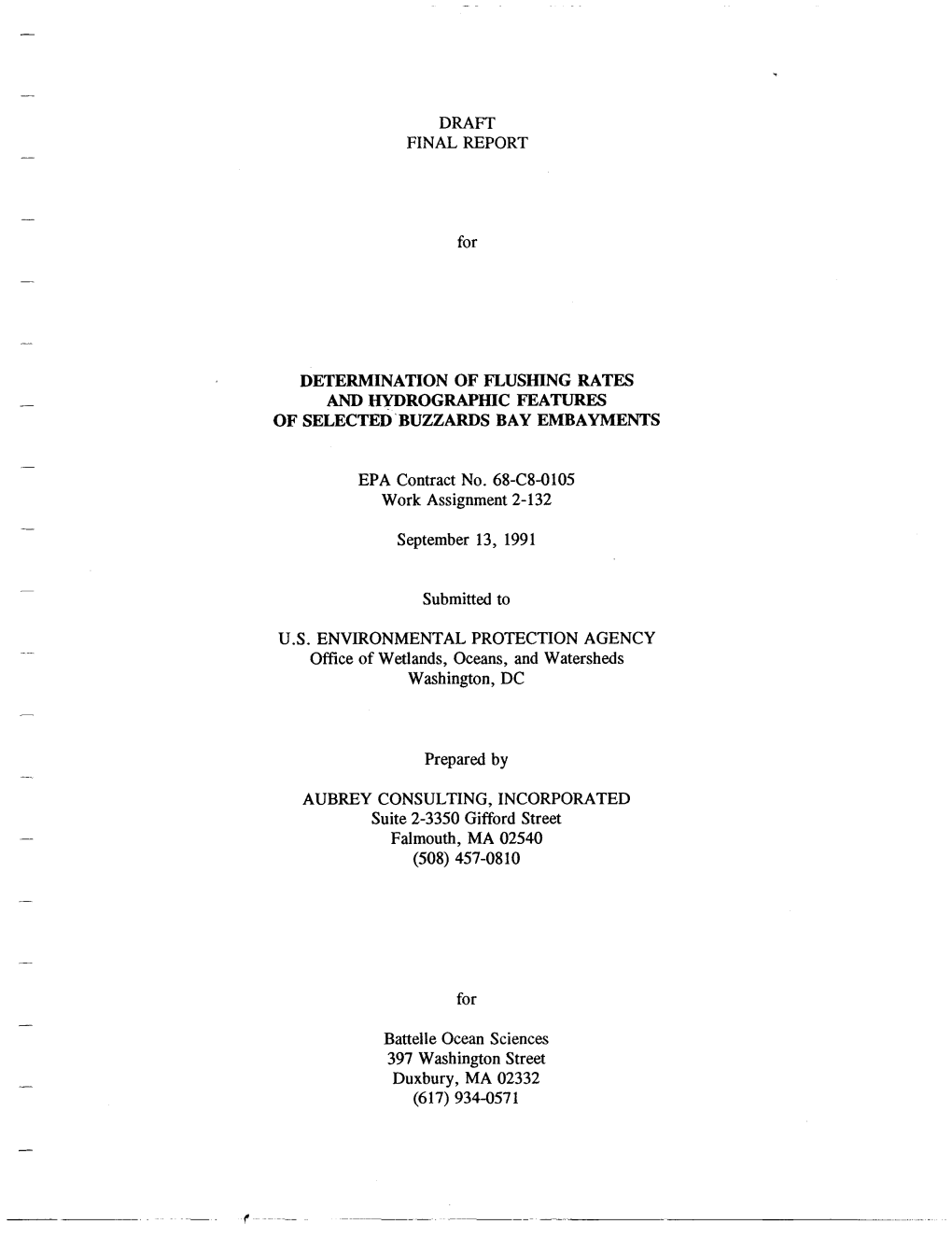 Determination Flushing Rates Hydrographic Features Selected