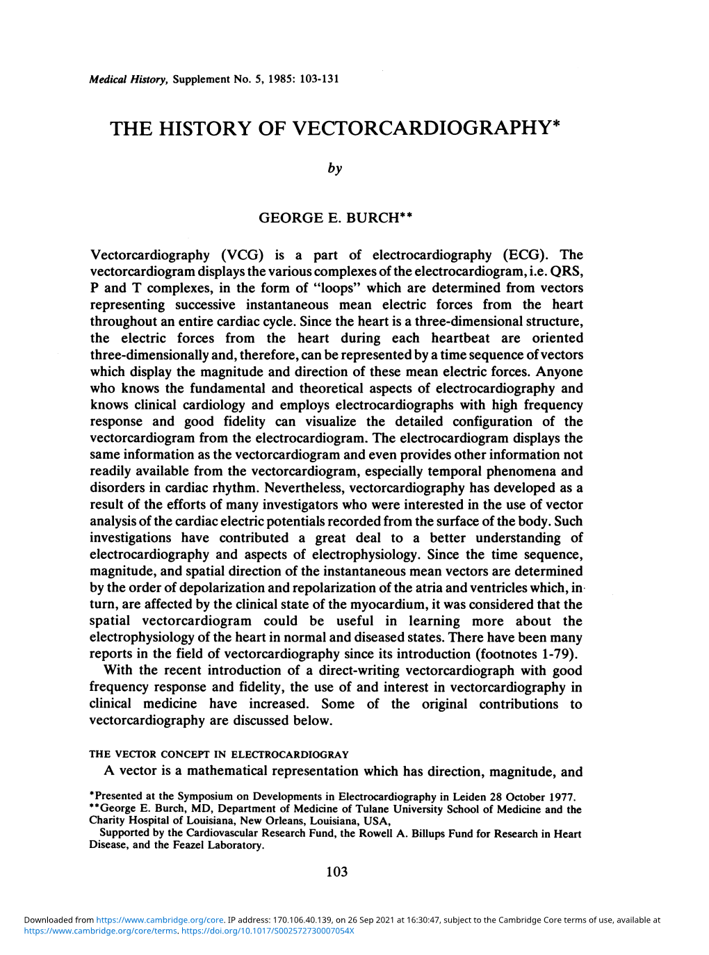 The History of Vectorcardiography*