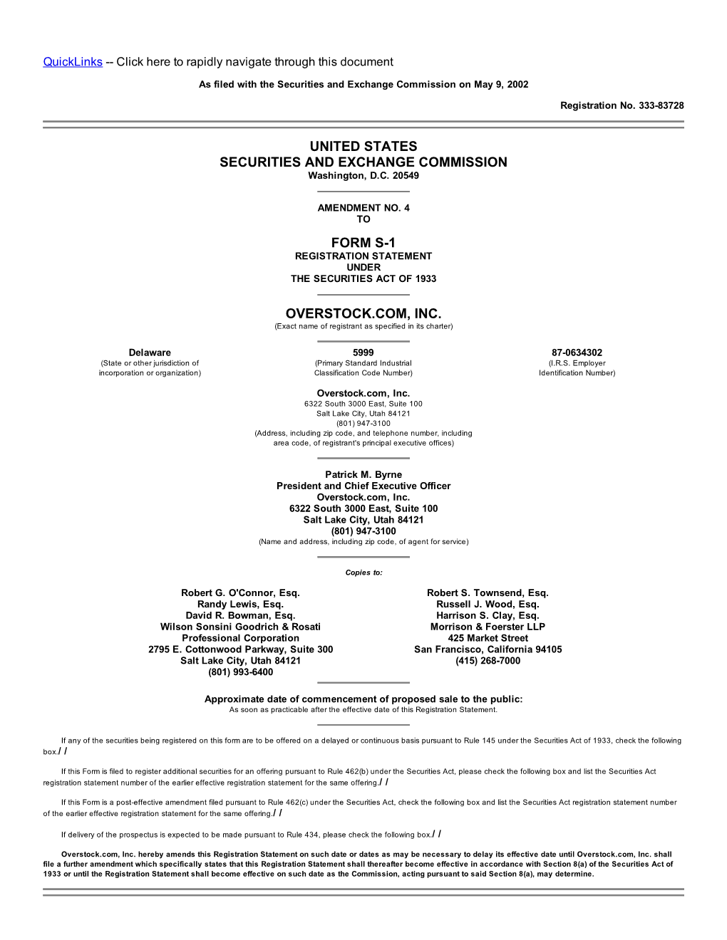 United States Securities and Exchange Commission Form