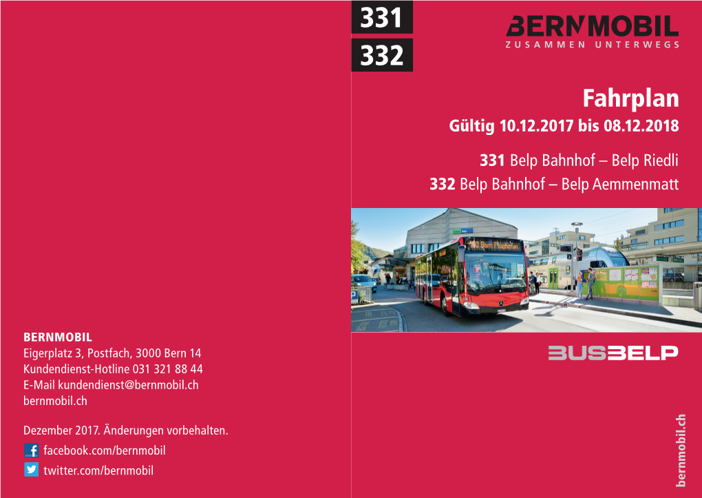 Fahrplan Gültig 10.12.2017 Bis 08.12.2018