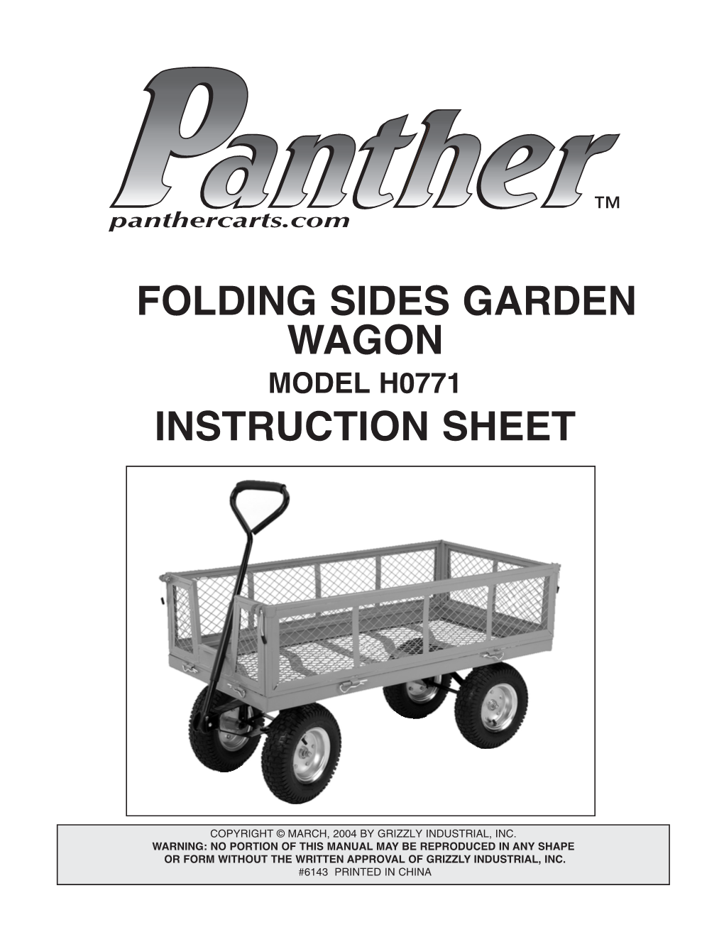 Folding Sides Garden Wagon Instruction Sheet