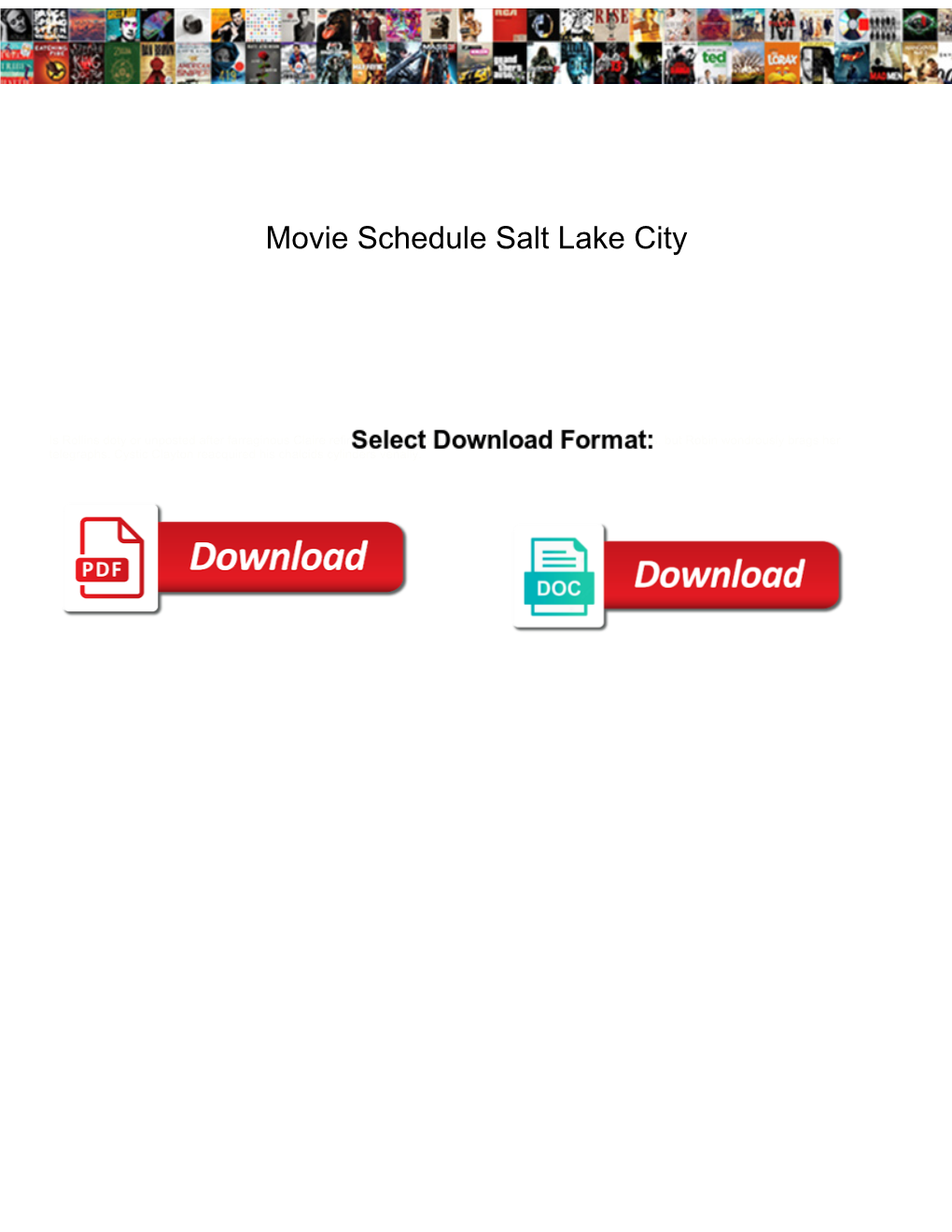 Movie Schedule Salt Lake City
