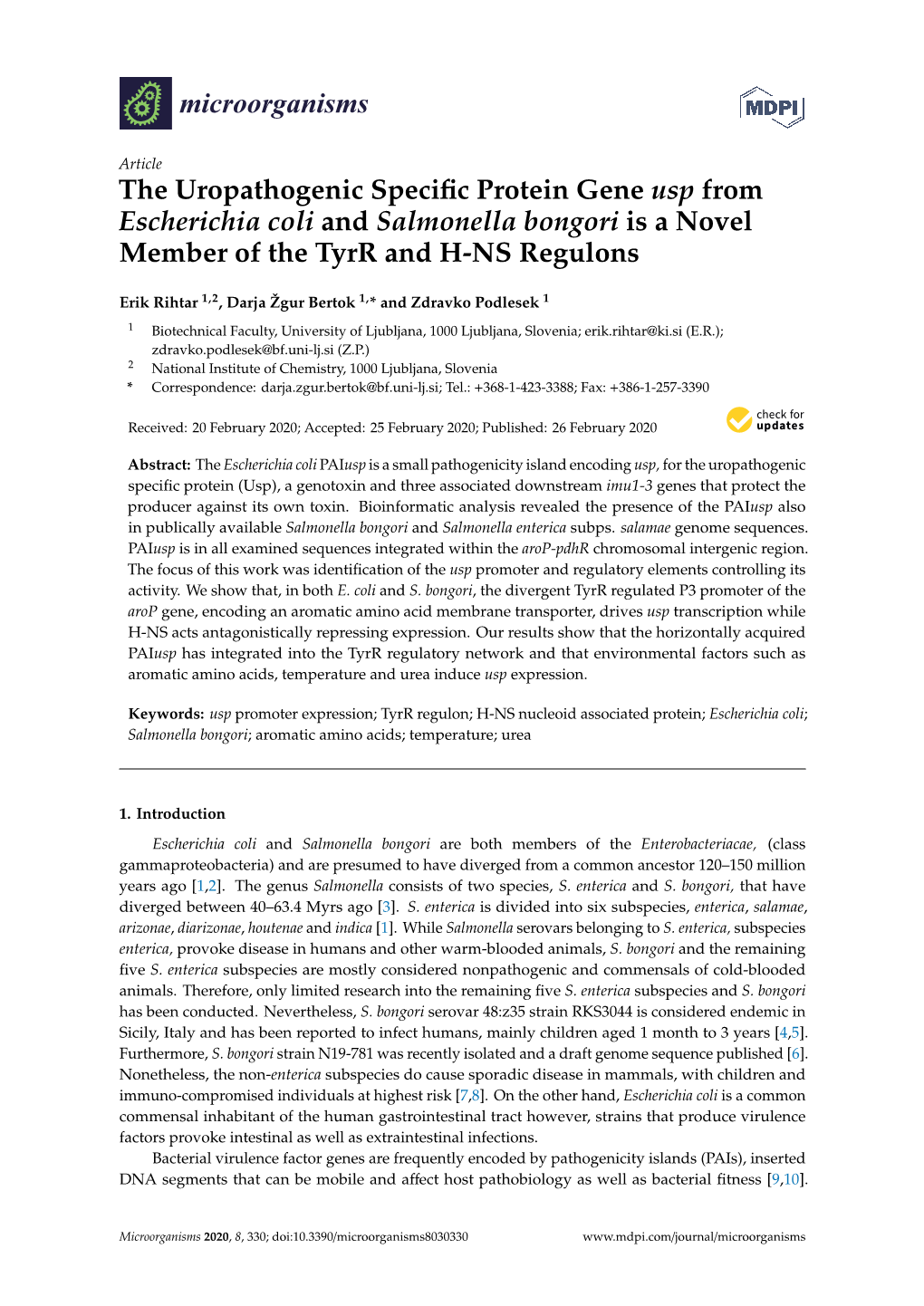 The Uropathogenic Specific Protein Gene Usp from Escherichia Coli And