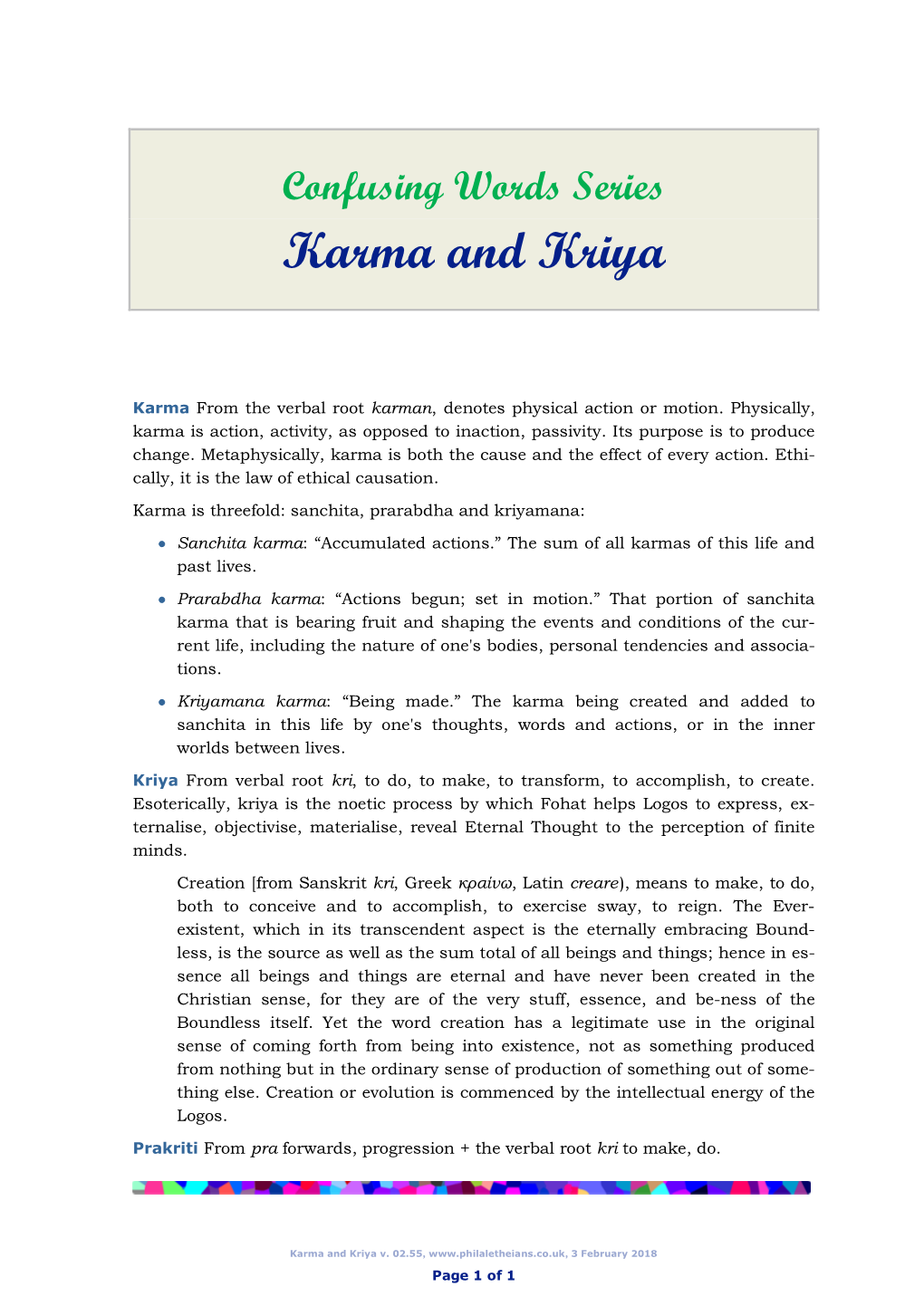 Karma and Kriya