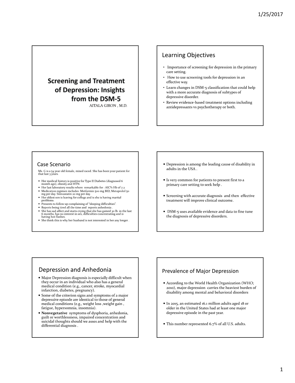 Learning Objectives Depression and Anhedonia