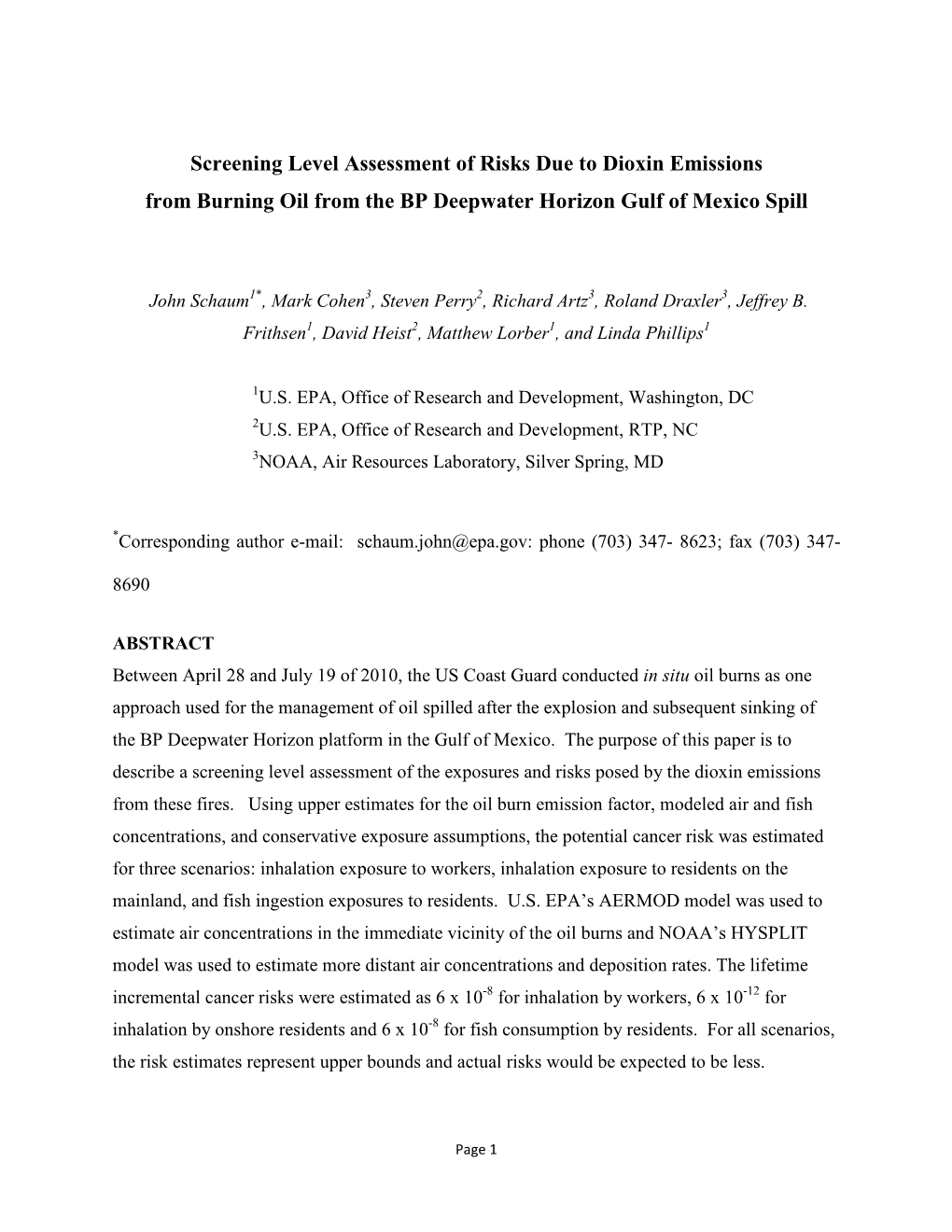 Screening Approach for Estimating Uptake of Dioxins from Areal