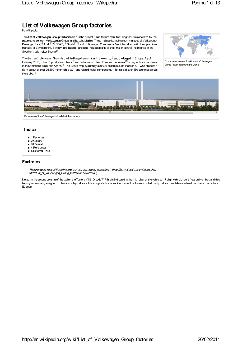 List of Volkswagen Group Factories - Wikipedia Pagina 1 Di 13