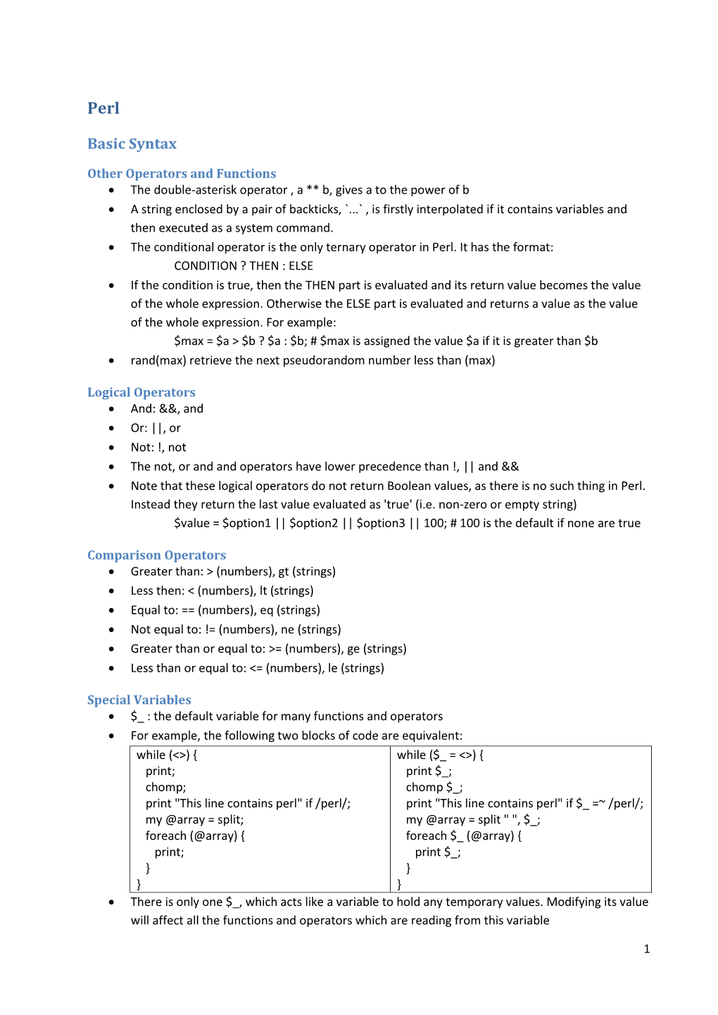 Scripting Language Programming in Perl and Python