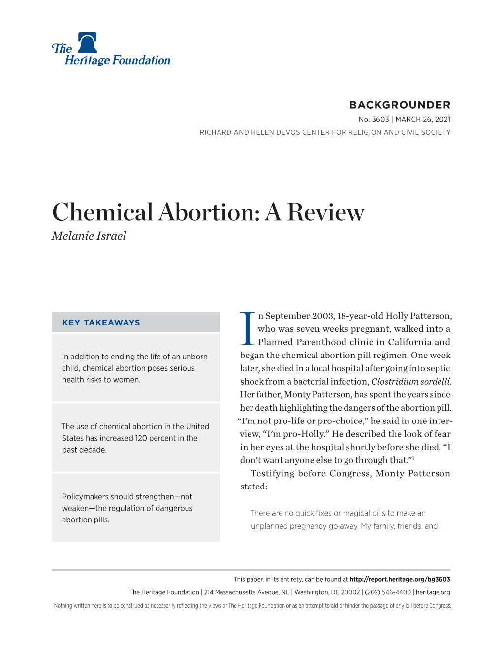 Chemical Abortion: a Review Melanie Israel