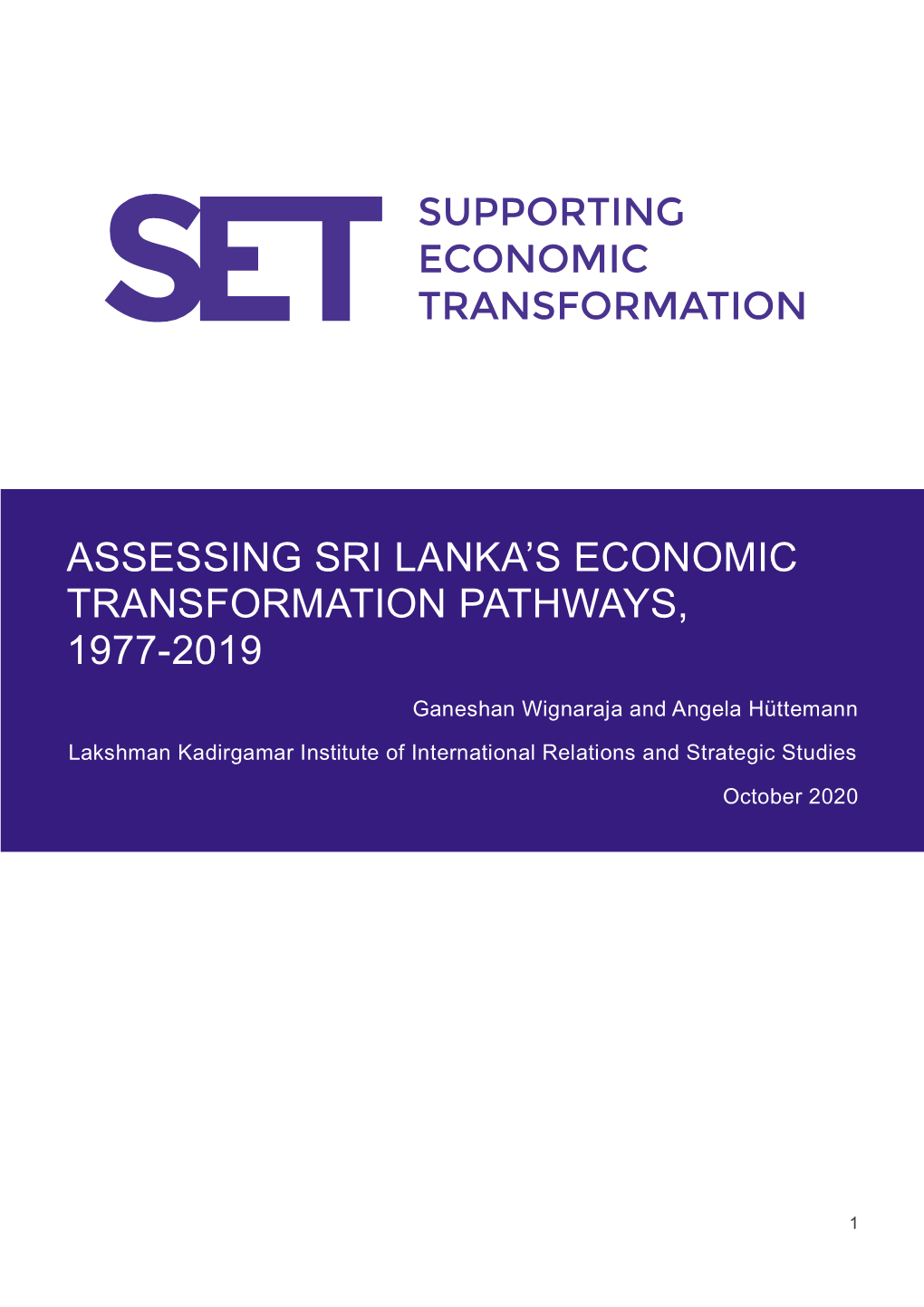 Di Assessing Sri Lanka's Economic Transformation Pathways, 1977-2019