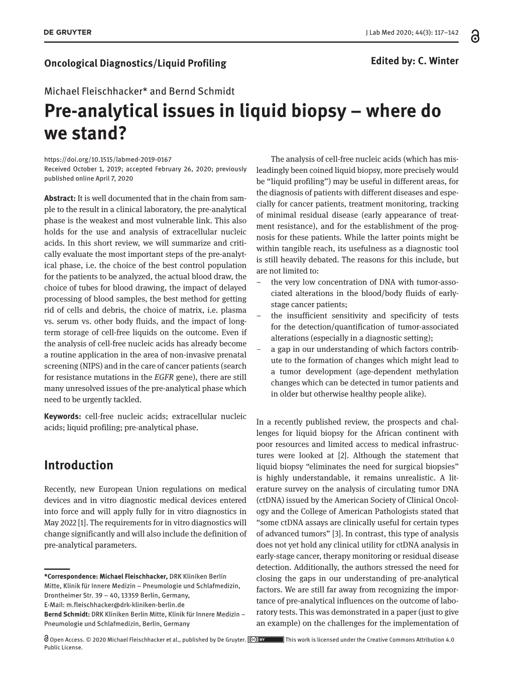 Pre-Analytical Issues in Liquid Biopsy