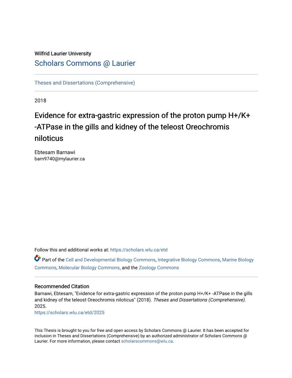 Evidence for Extra-Gastric Expression of the Proton Pump H+/K+ -Atpase in the Gills and Kidney of the Teleost Oreochromis Niloticus