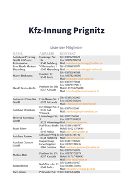 Kfz-Innung Prignitz