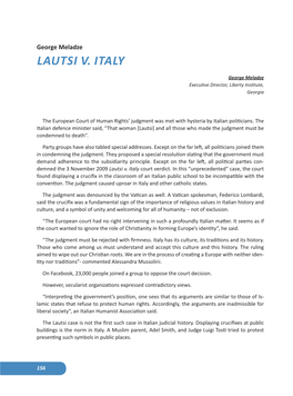 Lautsi V. Italy