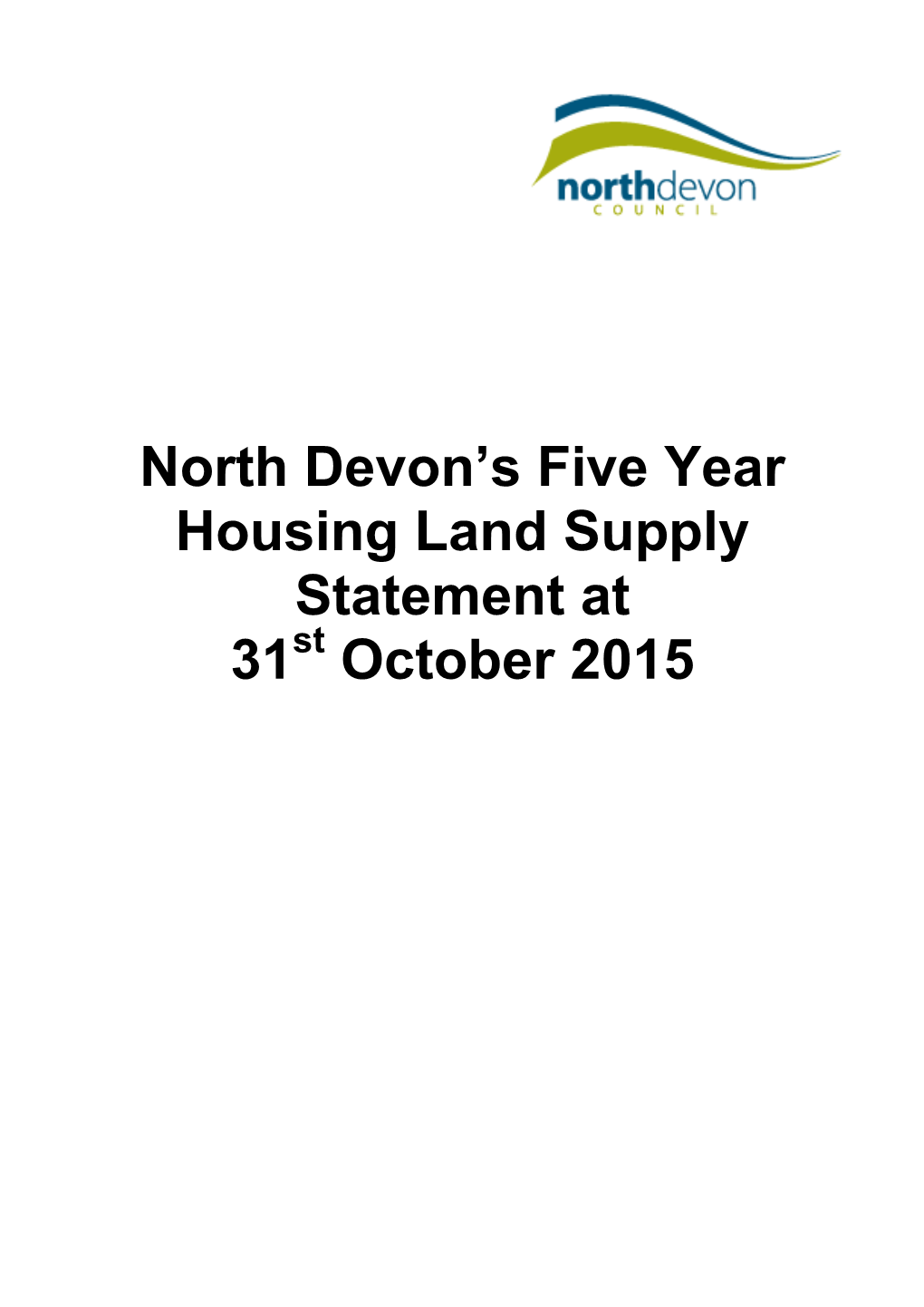 North Devon's Five Year Housing Land Supply Statement at 31
