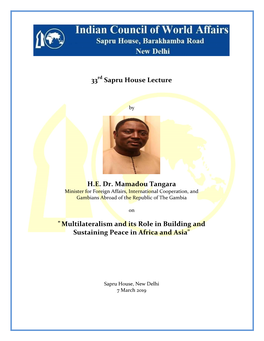 33 Sapru House Lecture HE Dr. Mamadou Tangara