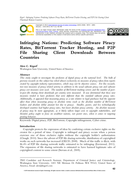 Predicting Software Piracy Rates, Bittorrent Tracker Hosting, and P2P File Sharing Client Downloads Between Countries