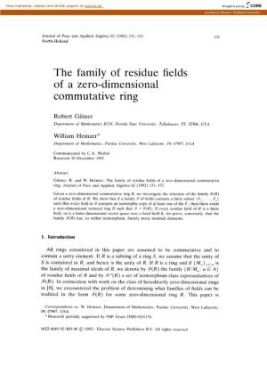 The Family of Residue Fields of a Zero-Dimensional Commutative Ring